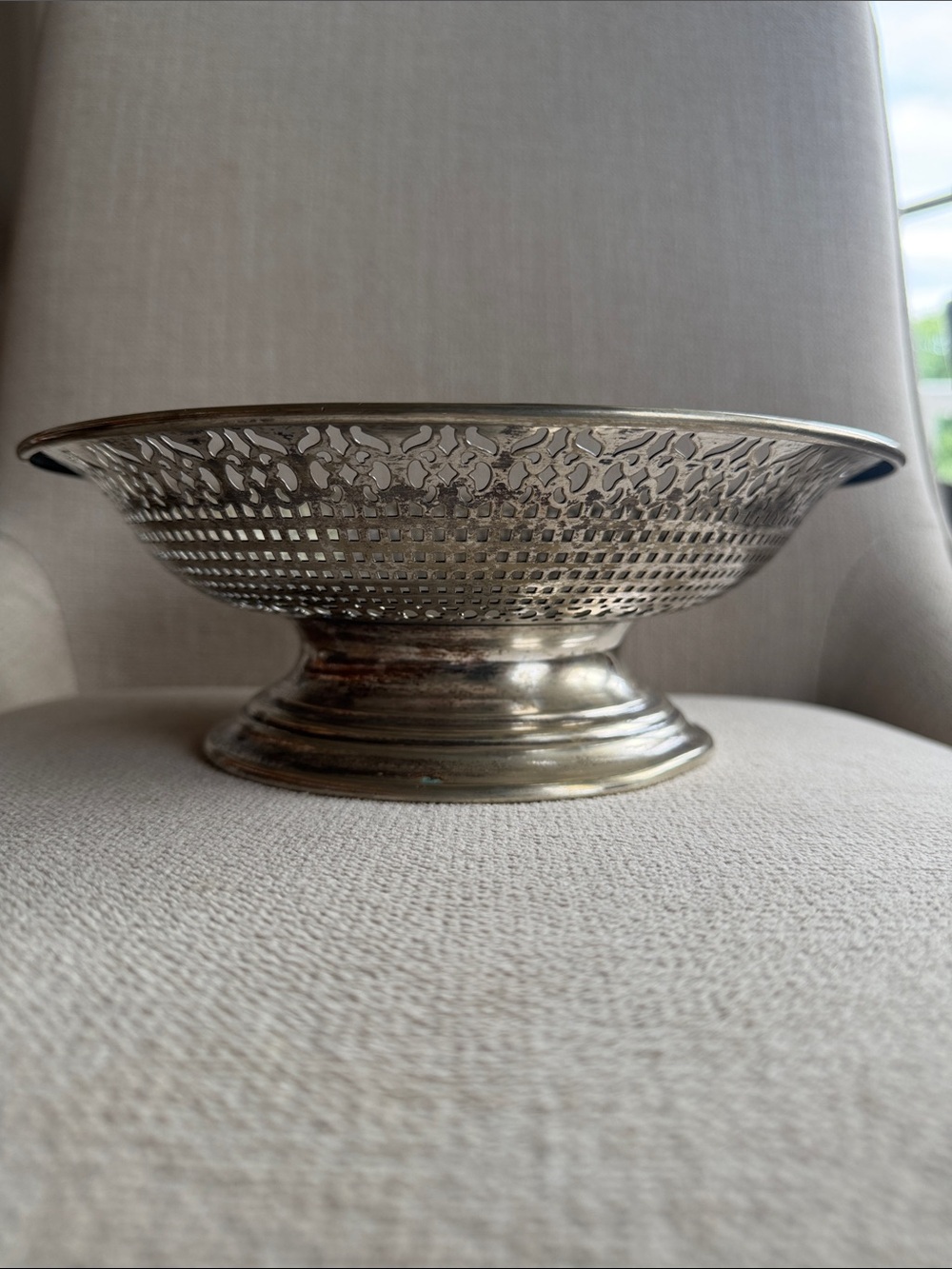 Vintage Silver-Plated Pierced Compote Bowl